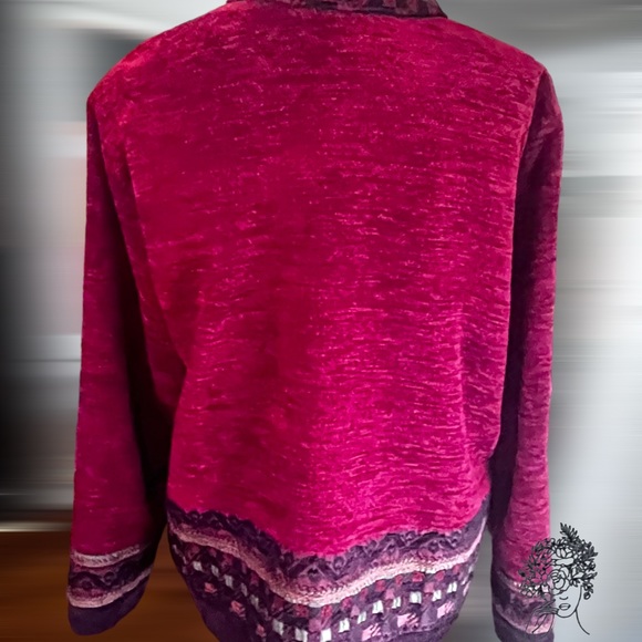 Coldwater Creek Burgundy Chenille Walking Jacket Size XL - Picture 9 of 9